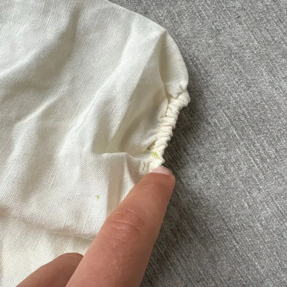 Anthropologie Cream Embroidered Blouse